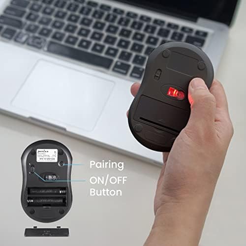 perixx Perimice-802 Mini Wireless Bluetooth Mouse, Portable Small 3 Buttons Optical Mouse for Laptop Android Tablet PC, Works without USB Receiver, Black