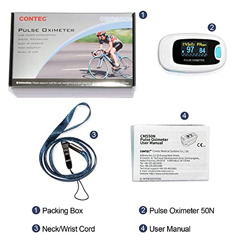 CONTEC CMS50NA Pulse Oximeter SpO2 and PR Value Waveform Blood Oxygen Neck/Wrist Corda - Image 6