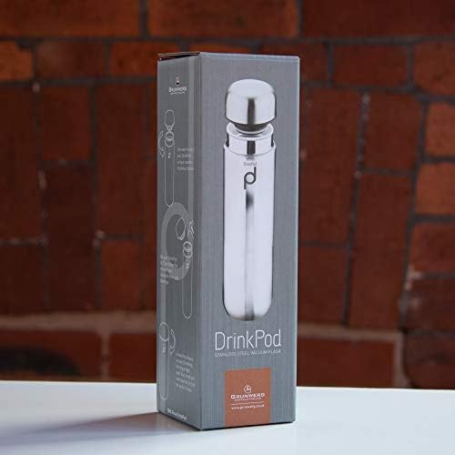 Grunwerg HCF-200SS Vacuum Insulated Drinkpod Capsule Flask, Stainless Steel, Satin, 200ml