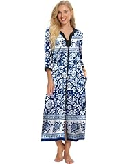 Blue Bohemian Flowers on White-long