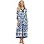 Blue Bohemian Flowers on White-long
