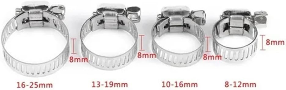 10pcs Adjustable Stainless Steel Screw Band Hose Clamps Car Fuel Hose Clamps Pipe Clamp Worm Gear Clip Hose Clamp Plier Tools,10pcs 8mm,12mm