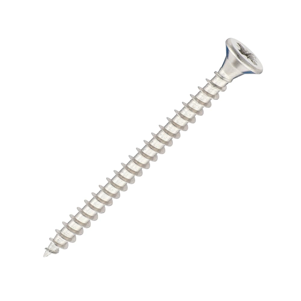 SiDAX | Stainless Steel Woodscrews | PoziDrive | Countersunk | A2 Stainless Steel | 4.0 x 50mm | Box 200 pcs (CHP04-040050)