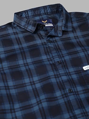 Image of Majestic Man Men Small Checkered Slim Fit Cotton Casual Shirt