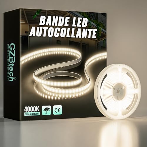 GZBtech 220V Silicone Ruban LED 2M, 4000K Blanc Naturel Flex Découpable IP65 Etanche Exterieur & Intérieur Bandeau LED, 1200LM/M Haute luminosité Bande LED pour Maison Chambre Cuisine Terrasse Jardin