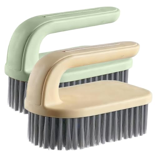 Topest Scrubbing Brush for Deep Cleaning 2 Pack | Multipurpose Heavy Duty Brush Cleaner for Bathroom Tiles Floor Shoes Sink Carpets etc.| Sturdy Brush Ergonomic Handle and Firm Stiff Bristles
