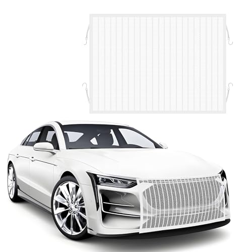 Image of Wuyaoyao Car Grille Protection Net, 39.4 inchx31.5 inch High-Density Front Grill Air Intake Mesh Dustproof Net with Hooks, Car Grill Mesh Blocks Stones Leaves Dirt, Universal Car Accessories (Regular: White)
