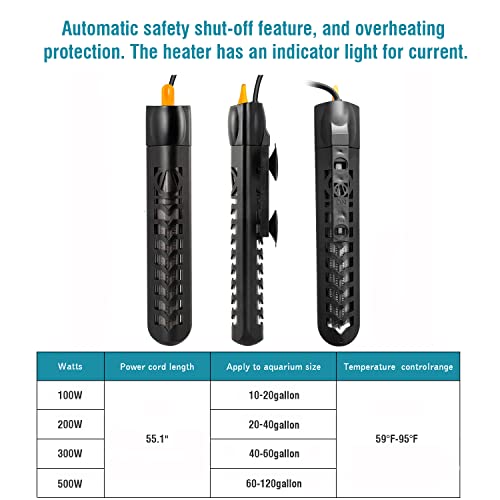 BOEESPAT Aquarium Heater 100W Fish Tank Heater with Anti Scald Protector and Aquarium Thermometer, Fully Submersible… - Image 4