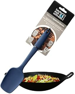Taylors Eye Witness Large Silicone Denim Blue Spatula Spoon - Dishwasher Safe. Perfect for Non-Stick Pans. Hygienic Alternative to Wood. Odour, Stain & Heat Resistant (260°C/500°F). 5 Year Guarantee.