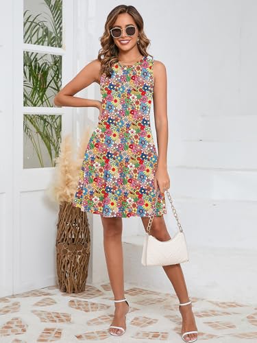 Image of KORSIS Tank Dress for Women Elegant T-Shirt Summer Soft Dresses Sleeveless Swing A Line Vacation Beach Sundress with Pockets