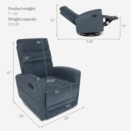 Image of Dream On Me Chatham Deluxe Nursery Glider Recliner, Amazon Exclusive, Blue Fog
