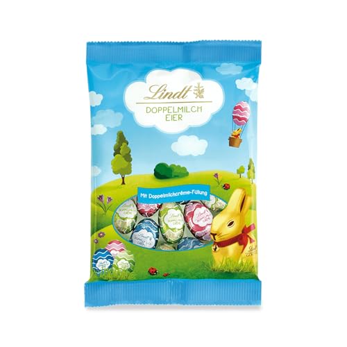 Lindt Schokolade | Doppelmilch-Eier | 5 x 100g | Vollmilch-Schokoladeneier mit cremiger Doppelmilchcrème-Füllung | Ostereier | Perfekte Oster-Schokolade zum Teilen & Genießen