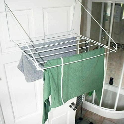 SAVING HUB Large 7m Utility Clothes Airer - Indoor Outdoor Washing Line - Over The Door Towel Dryer Rack - Foldable Radiator Stand Laundry Horse Rail - White Metal Window Balcony Caravan Mounted - (2)