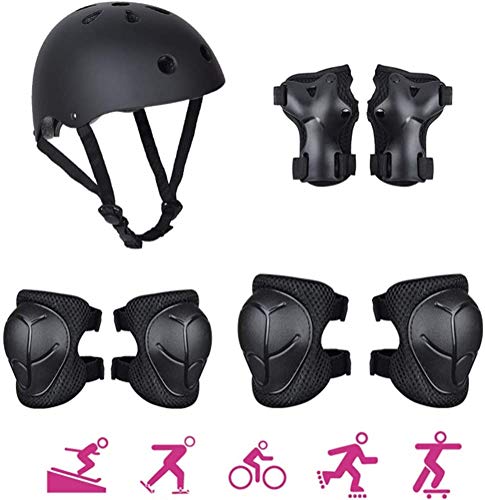 Fytoo Protezioni per Ciclismo per Bambino Kneepad Anti-Caduta Bicicletta Skateboard Pattinaggio Balance Casco per Auto Set di Protezioni Nero