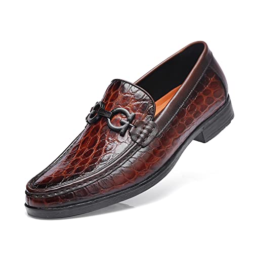 Premium Dress Shoes for Men, Classic Alligator Printed Business Leather Dress Slip on Loafer Shoes for Mens
