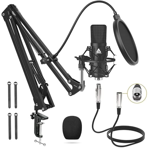Image of Audio Array Mic | Podcast Mic XLR Condenser Microphone Kit with Boom Arm | Pop Filter | Shock Mount & 2M Cable | Cardioid Recording Microphone for Streaming | Podcasting & Home Studio | AM-C2