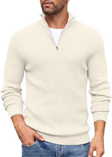 Image of DENIMHOLIC Men High Neck Zipper Full Sleeve Cotton Knitted Winter Sweater for man
