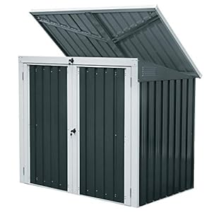 Zelsius Tuinkast 158 x 101 x 134 cm, antraciet gereedschapskast met ventilatieroosters, tuinhuis, gereedschapsschuur voor 2 containers, metalen opbergdoos