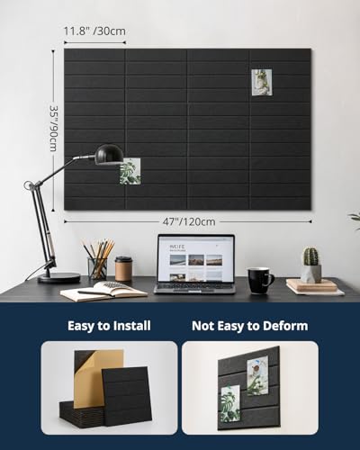 Large Cork Board Alternative 48"X36" Bulletin Board 12 Pack Felt Wall Tiles with Self Adhesive for Wall Home Office Decor, Pin Cork Boards-Black image 5