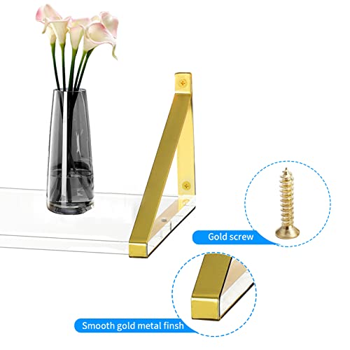 Kdcmxs Sturdy Crystal-Clear Acrylic Shelves 10Mm(0.4Inch) Thickness,Gold Shelves,Gold Wall Shelf,Gold Floating Shelves For Thick Acrylic Bathroom Shelves With Towel Bar Set Of 2. #TOP5