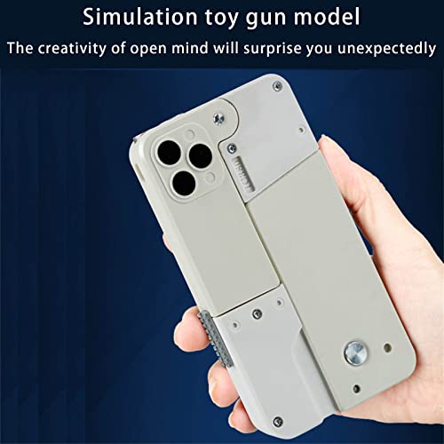 Cellphone Shell Folding Shooting Toy, 2 Consecutive Firing Funny Deformation Shooting Toy One Key Shell Throwing Design 40 Inch Long Range Shooting, Birthday Gift For Boys Girls (White) #TOP2