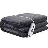 Electric Heated Blanket 72' x 84' Full Size Breathable Warm Flannel Heated Blanket with 4 Heating Levels & 10 Hours Auto Shut off, Control Temperature and Washable, For Sofa and Bed - Dark Grey