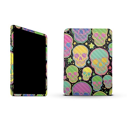 Image of MightySkins Carbon Fiber Skin Compatible with Apple iPad 10.9 inch 10th Gen (2022) Full Wrap Kit - Candy Skulls | Protective, Durable Textured Carbon Fiber Finish | Easy to Apply | Made in The USA