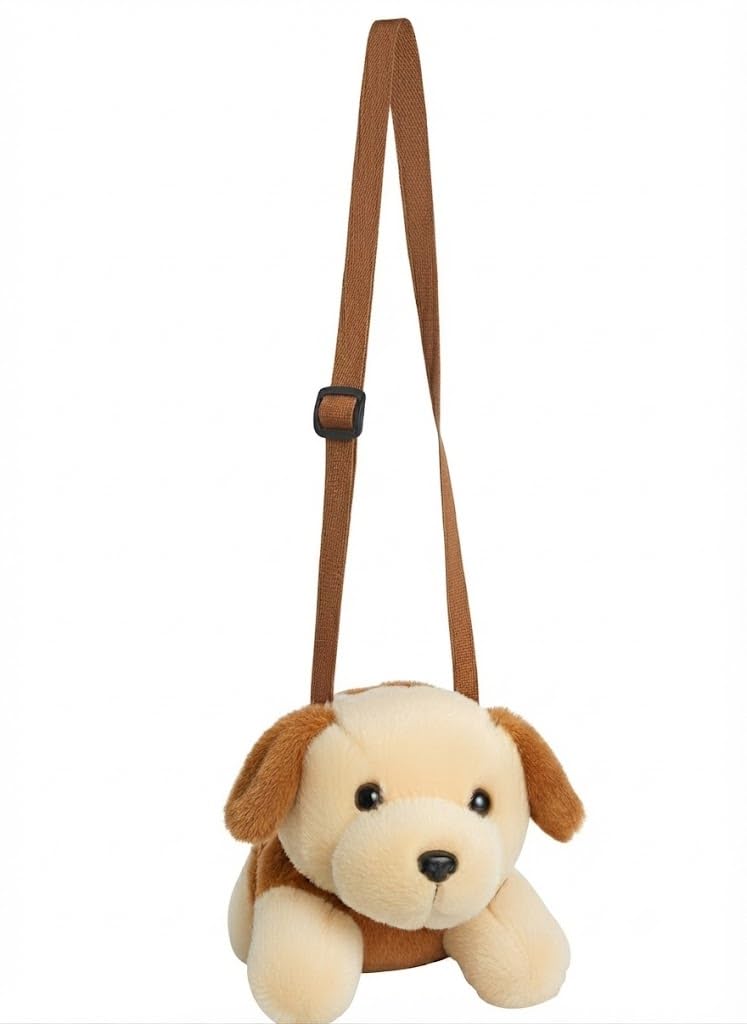 Plush Puppy Crossbody Bag for Kids,brown, Animal Design, Adjustable Shoulder Straps, 30x15x12 cm, Soft Stuffed Dog Shape, Ages 3+, Girls Fashion Accessory-image-19