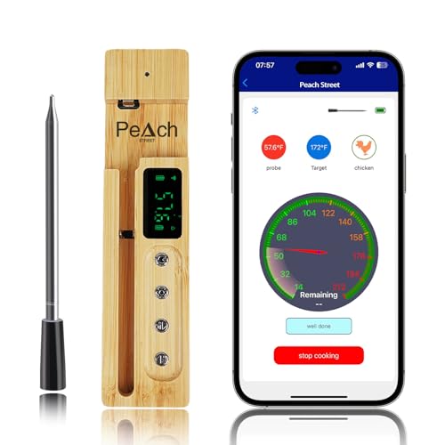 PeachStreet Wireless Meat Thermometer,Bluetooth Wireless Barbecue...