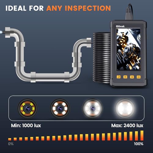 Oiiwak 50FT Endoscope Inspection Camera, 1080P HD Borescope With 4.3" IPS Screen for Pipe Sewer Drain Plumbing - IP67 Waterproof Snake Scope With 6 LED Lights (15m Cable)