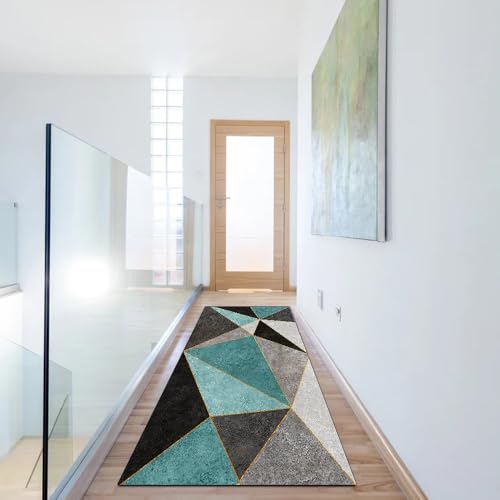 Tapis de couloir antidérapant vert foncé 100x1300 cm lavable patchwork