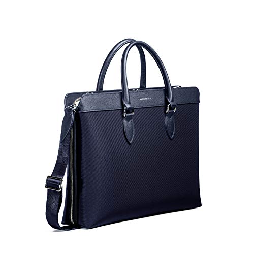 Image of Maverick & Co. Alpha Slim Nylon & Saffiano Leather Briefcase - Lightweight Business Laptop Bag, Fits 16 inch Laptop