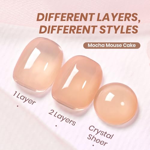 Image of Beetles Jelly Nude Gel Nail Polish - 15ml Sheer Translucent Neutral Brown Gel Polish Buildable Soak Off UV LED Nail Art Salon DIY Summer Manicure Gift for Women