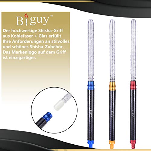 Biguy® Premium Shisha GlasMundstück - 48cm Lang | Carbon Mit Mundstück Glas Mit Gewinde Design & Gut Verarbeitet Carbon… – Bild 3