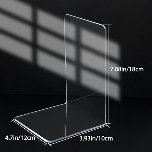 Kioneer 4 Pairs Acrylic Bookends Clear Book Ends for shelves, Plastic Non-slip Bookend Bedroom Library Office School and Desktop Organizer - Cosy Home Interiors Kioneer 4 Pairs Acrylic Bookends Clear Book Ends for shelves, Plastic Non-slip Bookend Bedroom Library Office School and Desktop Organizer - Image 2