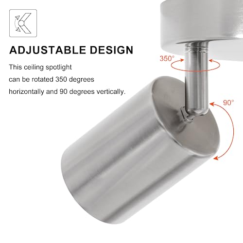 Ketom Deckenstrahler LED Mattes Nickel - Rund LED Deckenleuchte Schwenkbar - GU10 Deckenlampe Spot - Drehbar Deckenlampe 3 Flammig - Modern Strahler Deckenspot - Ohne Leuchtmittel