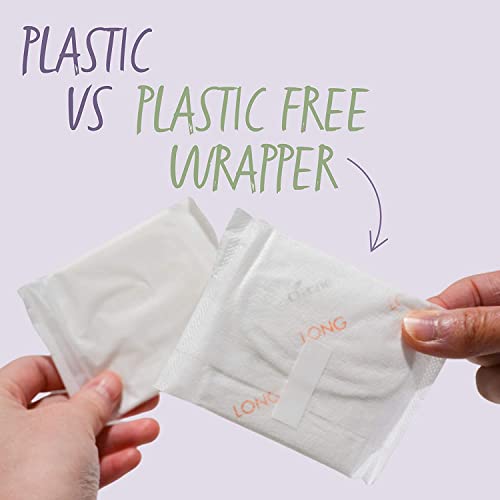 Image of Claene Organic Cotton Cover Pads, Menstrual Large Pads for women, Unscented, Breathable, Natural Sanitary Napkins with Wings (2Pack, Total 28)