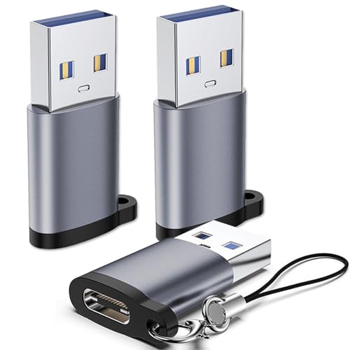 USB C Female to USB Male Adapter 3 Pack, Type C to USB A Charger Cable Converter，Type Cto USB...