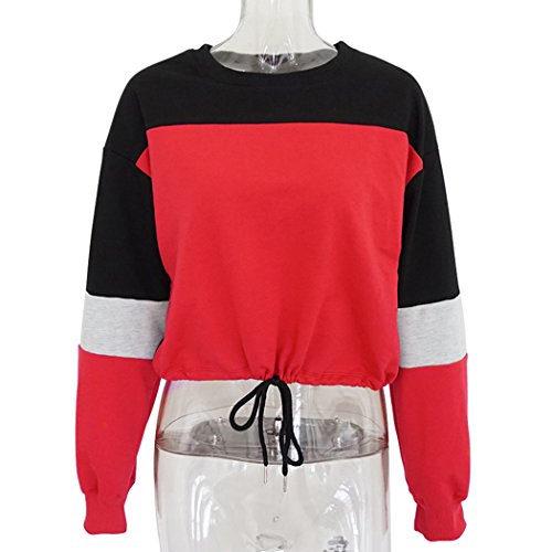 Women's Color Stitching Hem Lace Up Crop Sweatshirts - image 6