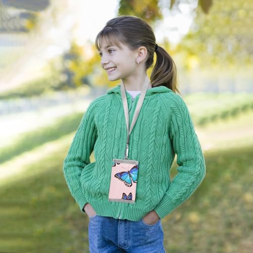 Bluebutterflies Elegant Pink Kids Wallet for Boys Girls Trifold Sport Outdoor Wallets for Teen Children Youth Wallet with Zippered Coin Pockets Card Holders Front Pocket Wallets with Magic Sticker 6