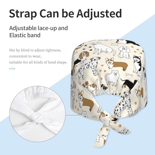 Image of Adjustable Working Cap Breathable Unisex Women Men Elastic Bandage Tie Back Hats Scrub Nursing Doctor Surgeon Cap