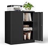 Metal Storage Cabinet, 36.2' H Locking Storage Cabinet with Shelves and Doors, Metal Cabinets for Home Office, Garage, Utility Room and Basement (Black)