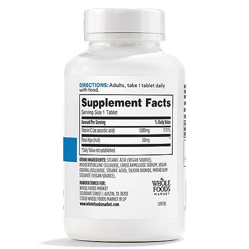 365 by Whole Foods Market, High Potency Vitamin C with Rose Hips, Vegan, 100 Tablets - image 2