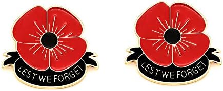 Niceter 2 Pack Lest We Forget Red Poppy Flower Brooch Broach Remembrance Memorial Day Jewelry (2pcs)