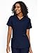 COZYFIT Scrub Tops for Woman - Back Princess Seams, Mock Wrap Top with 3 Pockets,Navy Blue,M