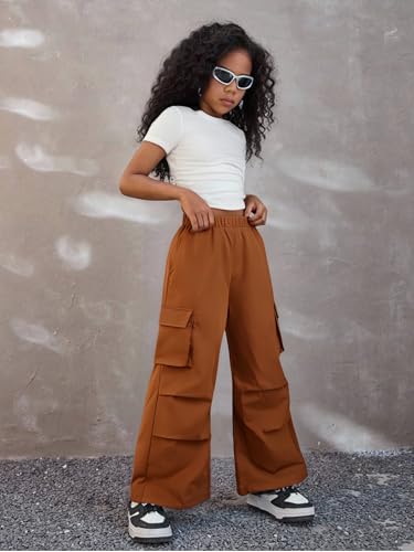Image of Azmxynol Tween Girls Clothes 2 Piece Outfit T-Shirt Top + Cargo Pants, Teen Girl Trendy Clothing Set, Sizes 7-15 Years