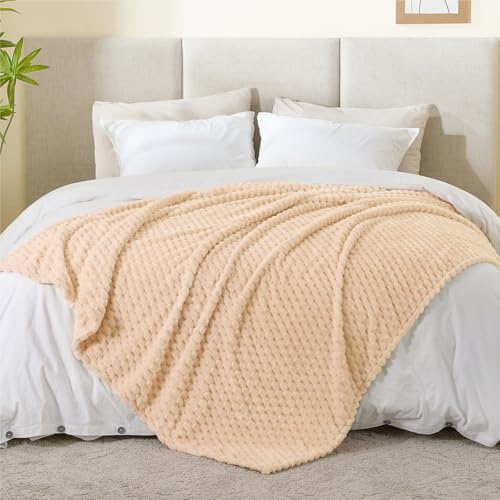 Image of BEDELITE Blush Sand Twin Blanket for Couch, Soft Cozy Gift for Women, 60*80 | 3D Jacquard Decorative Fleece Blanket, Super Soft Plush Throws, Cute Birthday Gift for Women & Men, Suitable for All Seasons