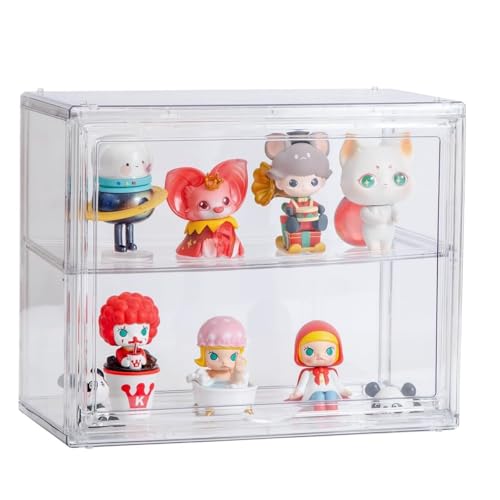 lomonmen Vitrina Expositora,Vitrina Cristal con Puerta Magnética,Vitrina Metacrilato Transparente para Figuras de AccióN,Juguetes,Miniaturas,Coleccionables (Blanco, 27 * 13 * 22)