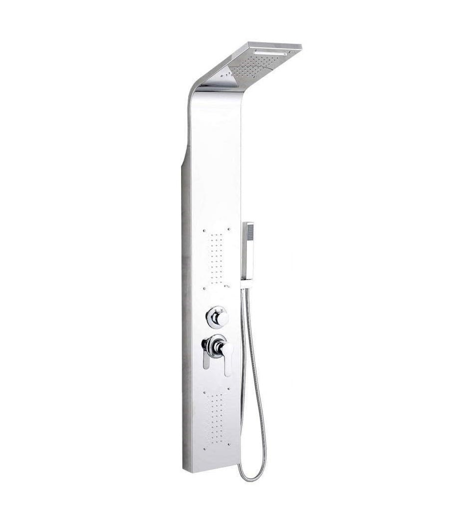 Trade Shop - Sistema Pannello Doccia Curvo ESY_69211 Acciaio Specchio DOCCETTA 22X48X152CM