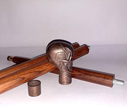 Vintage Antique Style Solid Brass Wood Walking Stick Cane Skull Designer Handle…